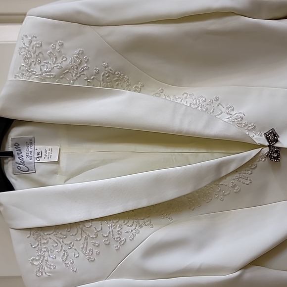 Charm Designs New York beaded dress jacket size 10 Cream - Picture 6 of 7